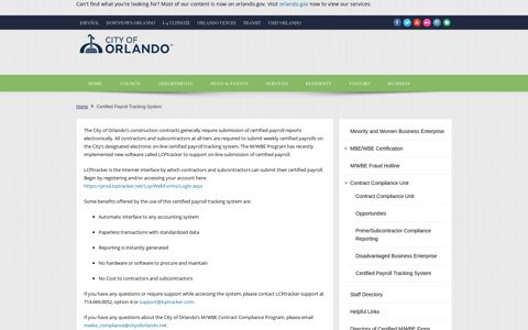 Certified Payroll Tracking System | City of Orlando Minority ...