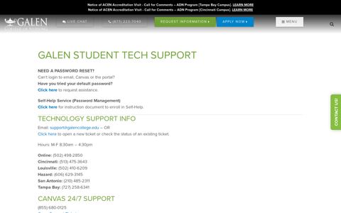 Galen Student Tech Support - Galen College of Nursing