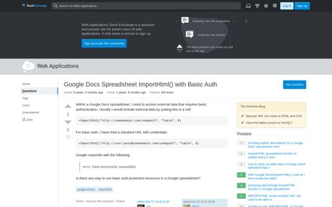 Google Docs Spreadsheet ImportHtml() with Basic Auth - Web ...