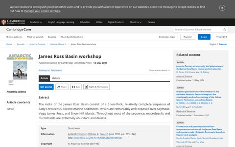 James Ross Basin workshop | Antarctic Science | Cambridge ...
