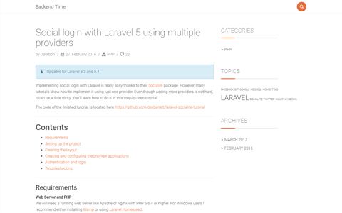 Social login with Laravel 5 using multiple providers - Backend ...