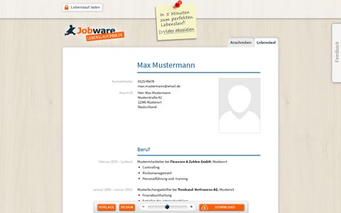 Lebenslauf als PDF für Ihre Bewerbung | lebenslauf2go.de