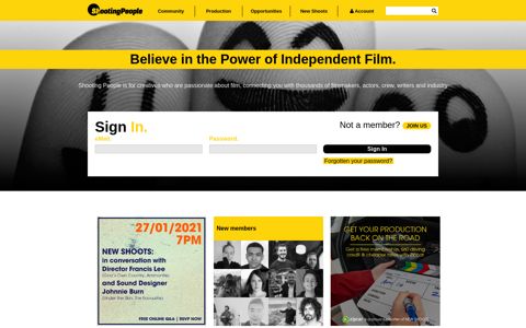 Sign in - Shooting People : Independent Filmmakers Network
