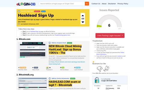 Hashlead Sign Up - A database full of login pages from all ...
