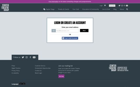 Login/Register | Center Theatre Group