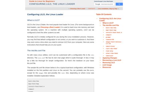 Configuring LILO, the Linux Loader — Guide to Linux for ...
