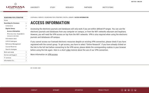 Access information - Leuphana University of Lüneburg