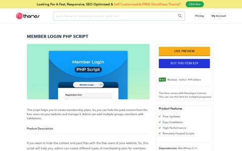 Membership Login PHP Script | InkThemes