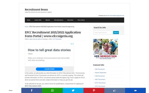 EFCC Recruitment 2020/2021 Application Form Portal | www ...