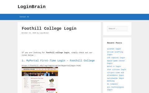 Foothill College - Myportal First-Time Login - Foothill College
