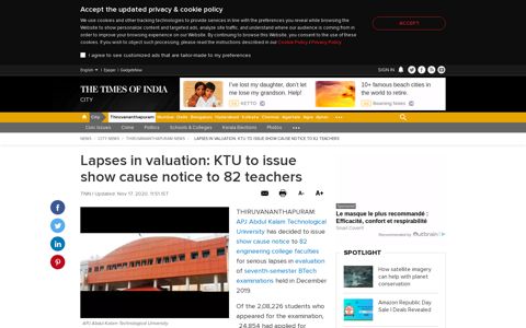 Lapses in valuation: KTU to issue show cause notice to 82 ...