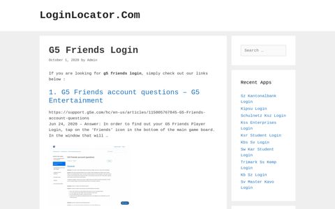 G5 Friends Login - LoginLocator.Com