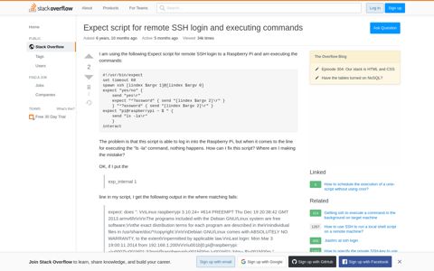 Expect script for remote SSH login and executing commands ...