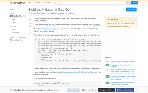 Social authentication in GraphQL - Stack Overflow