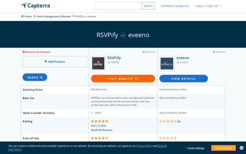 eveeno vs RSVPify - 2020 Feature and Pricing Comparison - Capterra