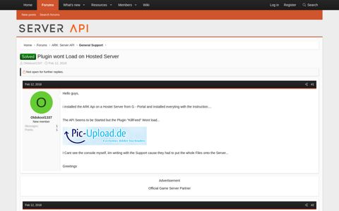Solved - Plugin wont Load on Hosted Server | ARK: Server API