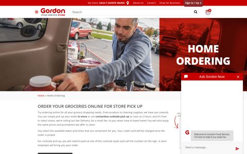 Home Ordering - Store Pick Up - Gordon Food Service Store