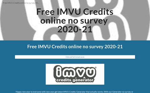 Free IMVU Credits online no survey 2020-21 - Google Sites