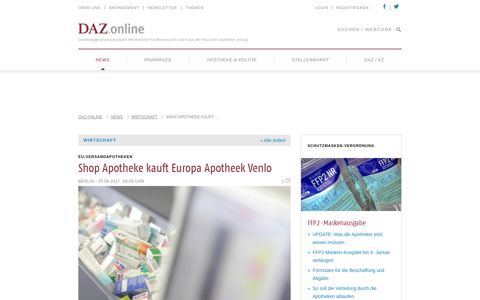 Shop Apotheke kauft Europa Apotheek Venlo - Deutsche ...