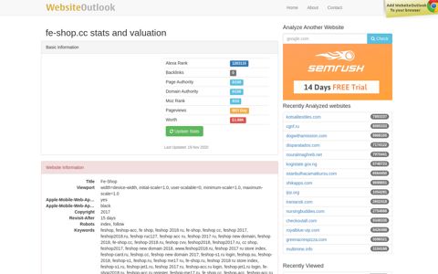 Fe-shop : Fe-Shop Website stats and valuation