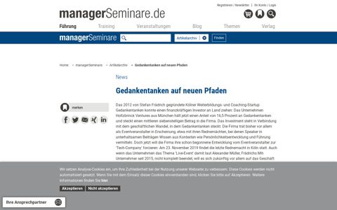 | Gedankentanken auf neuen Pfaden - managerSeminare