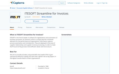 ITESOFT Streamline for Invoices Reviews and Pricing - 2020