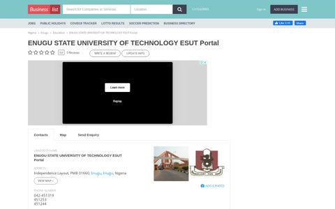 ENUGU STATE UNIVERSITY OF TECHNOLOGY ESUT Portal ...