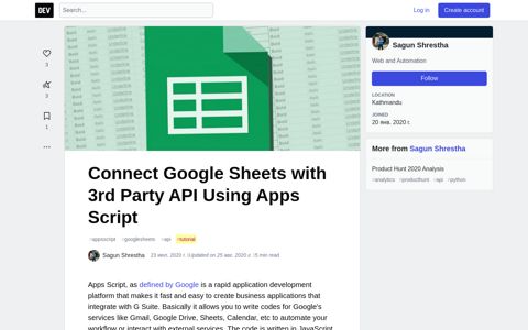 Connect Google Sheets with 3rd Party API Using Apps Script ...
