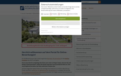 Online-Bewerbung - Studium - Hochschule Schmalkalden