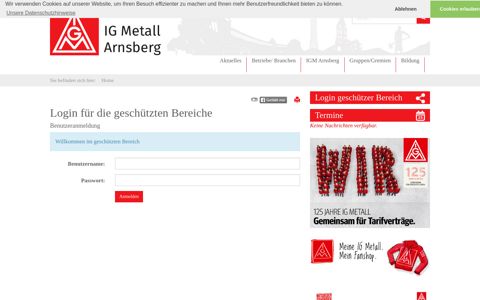 Login geschützer Bereich - IG Metall Arnsberg