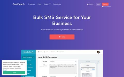 Bulk SMS Service: Send Bulk SMS Online | SendPulse