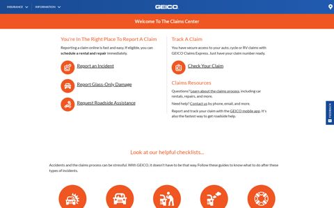 Claims Center | Report Or Check An Insurance Claim | GEICO
