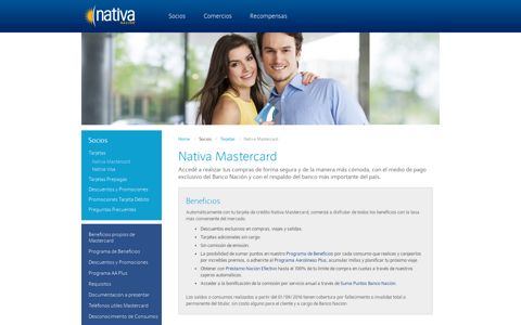 Home Socios Tarjetas Nativa Mastercard - Nativa Nación