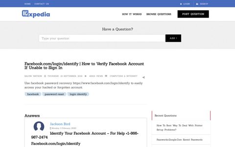 Facebook.com/login/identify | How to Verify Facebook Account ...