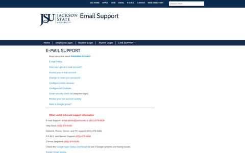 Email Support - Jackson State University