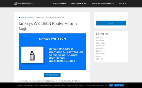 Linksys WRT350N Router Admin Login - 192.168.1.1