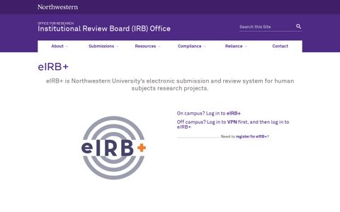 eIRB+ – Institutional Review Board (IRB) Office