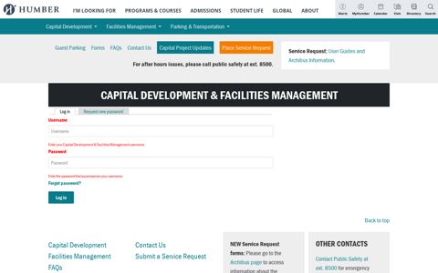 User account | Capital Development & Facilities Management