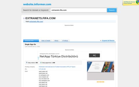 extranets.fifa.com at WI. Single Sign On - Website Informer