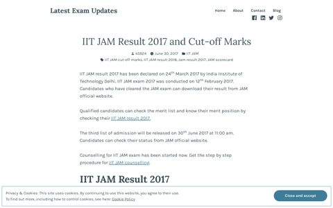 IIT JAM Result 2017 and Cut-off Marks – Latest Exam Updates