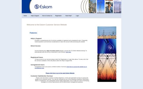 Eskom Customer Service Home Page - Eskom Login