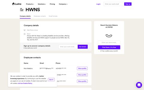 HWNS - Email Address Format & Contact Phone Number