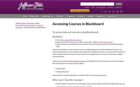 Accessing Courses in Blackboard - Jefferson State ...