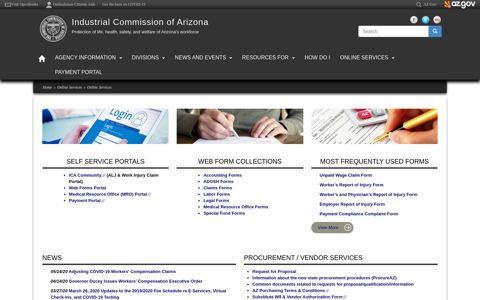 Online Services | Industrial Commission of Arizona