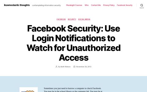 Facebook Security: Login Notifications - ikawnoclastic thoughts