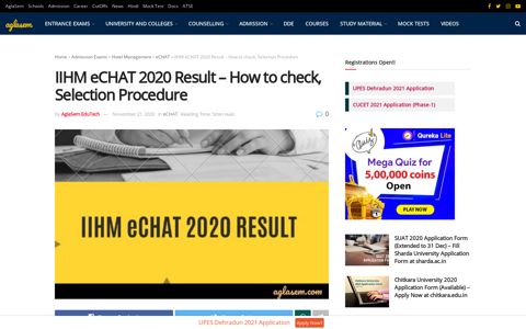 IIHM eCHAT 2020 Result - How to check, Selection Procedure ...