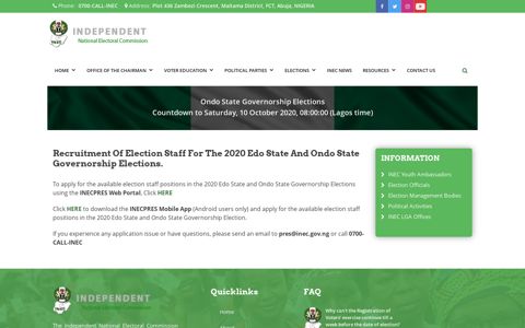 Recruitment of Election Staff for the 2020 Edo State and Ondo ...