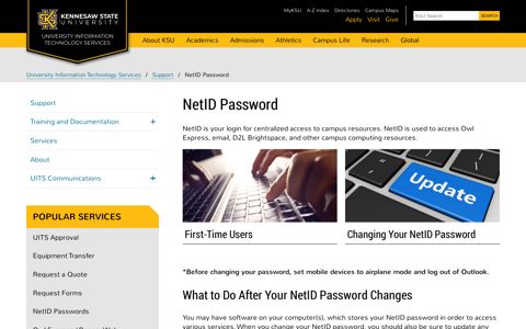 NetID Password - UITS Kennesaw - Kennesaw State University
