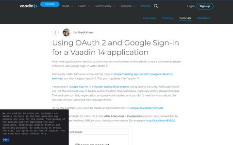 Using OAuth 2 and Google Sign-in for a Vaadin 14 application