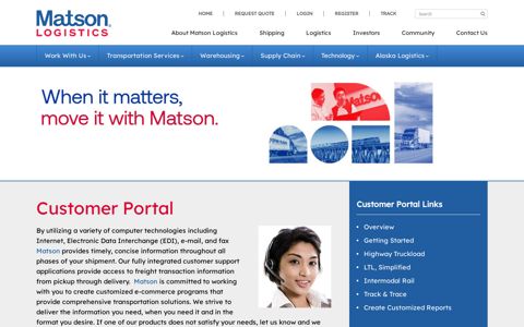 Matson Logistics Customer Portal